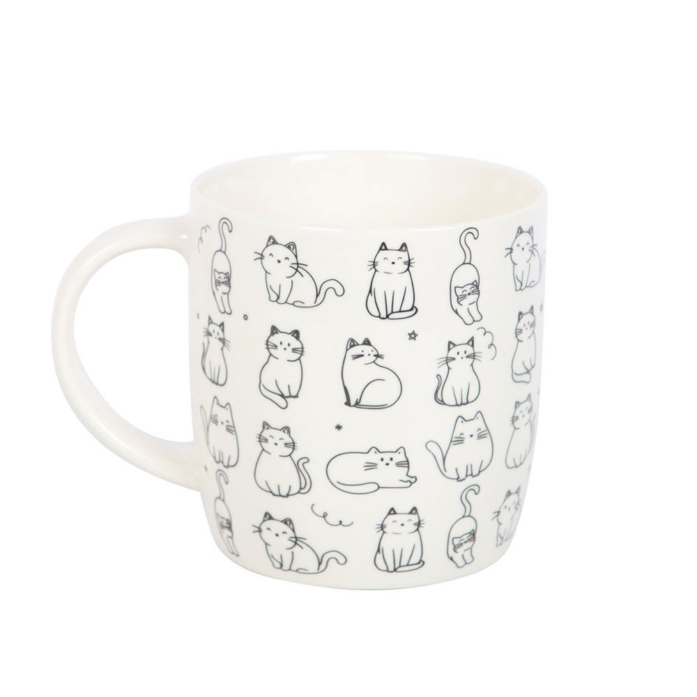 Something Different - White Happy Cat Print Tasse - Weiß